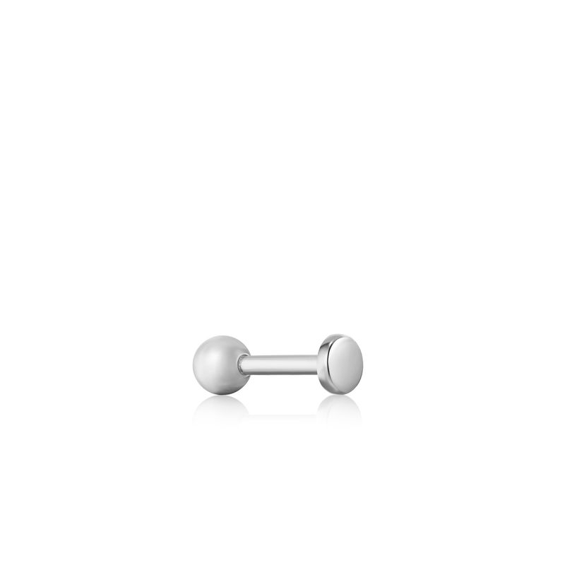 SILVER DISC BARBELL SINGLE EARRING