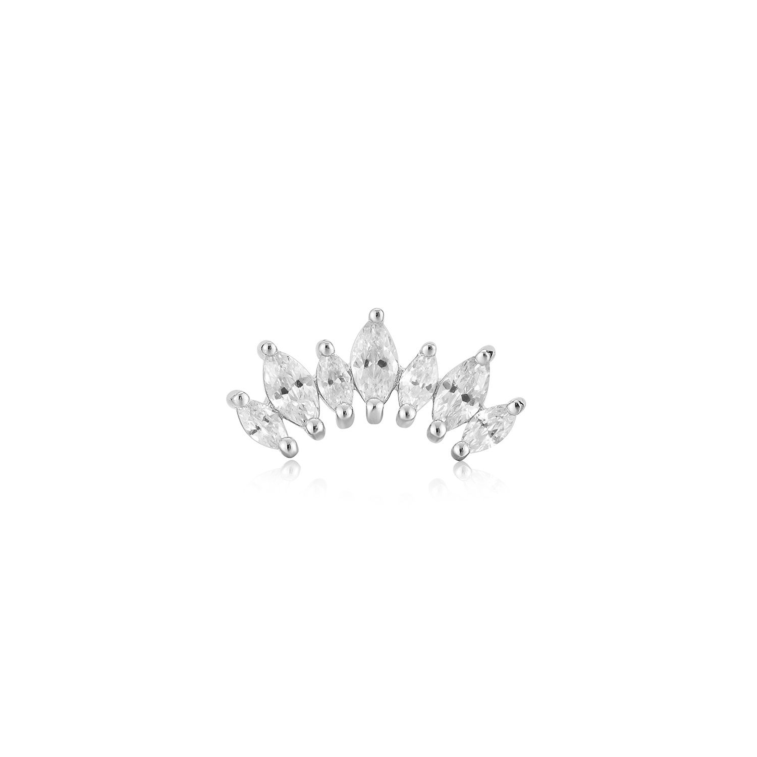 SILVER SPARKLE MARQUISE CLIMBER BARBELL SINGLE EARRING