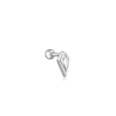 SPARKLE EMBLEM SINGLE BARBELL EARRING silver