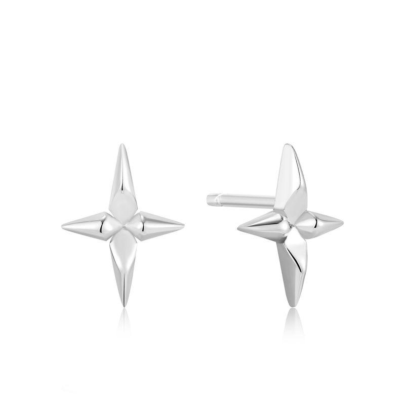SILVER CROSS STUD EARRINGS