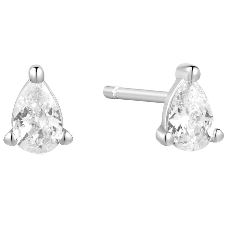 SILVER PEAR STUDS