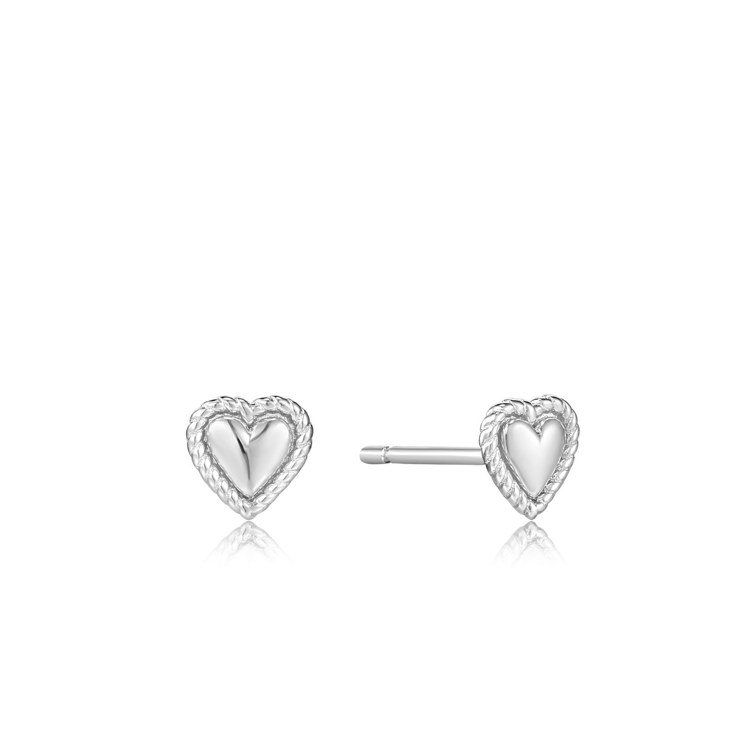 SILVER ROPE HEART BAR STUD EARRINGS