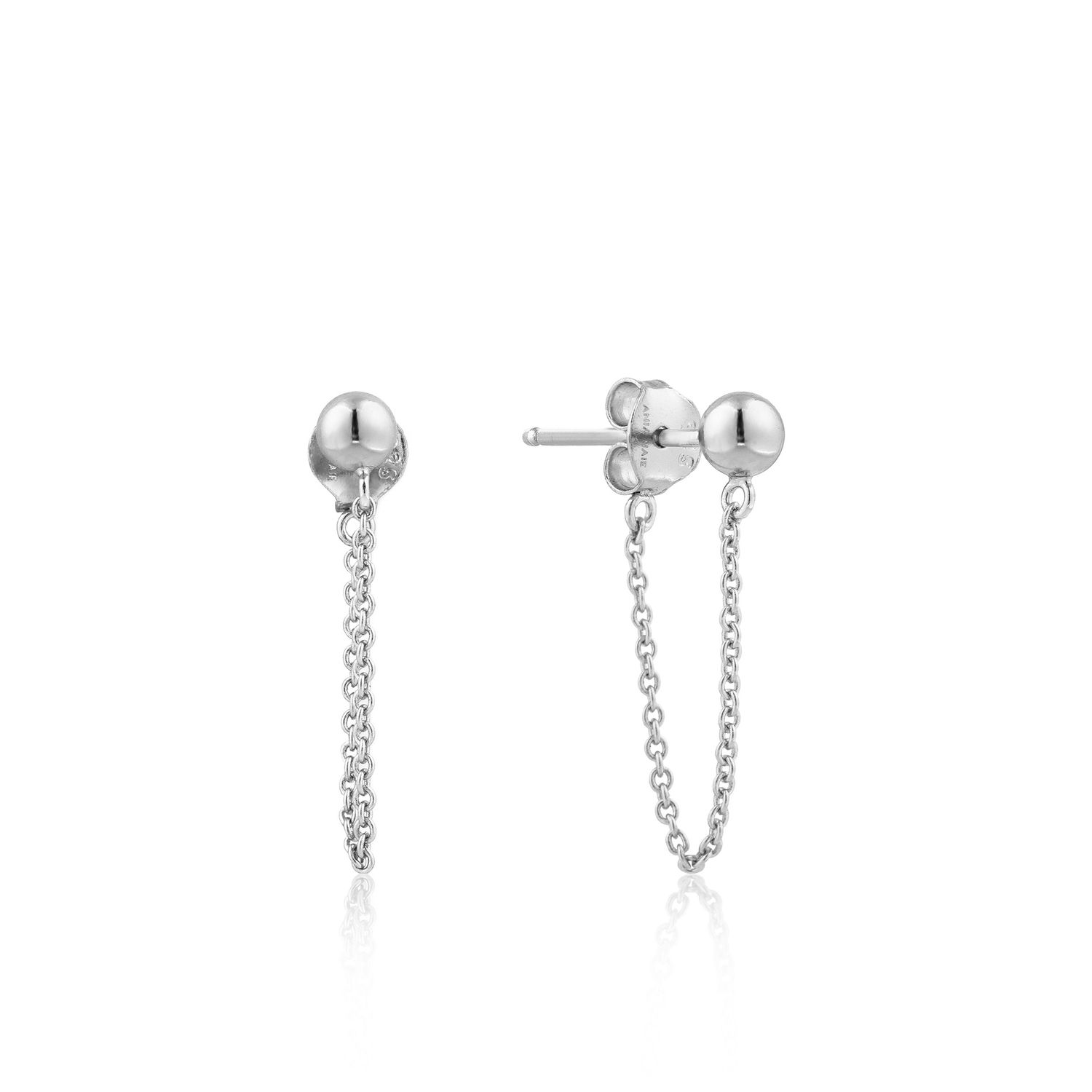 MODERN CHAIN STUD EARRINGS Silver