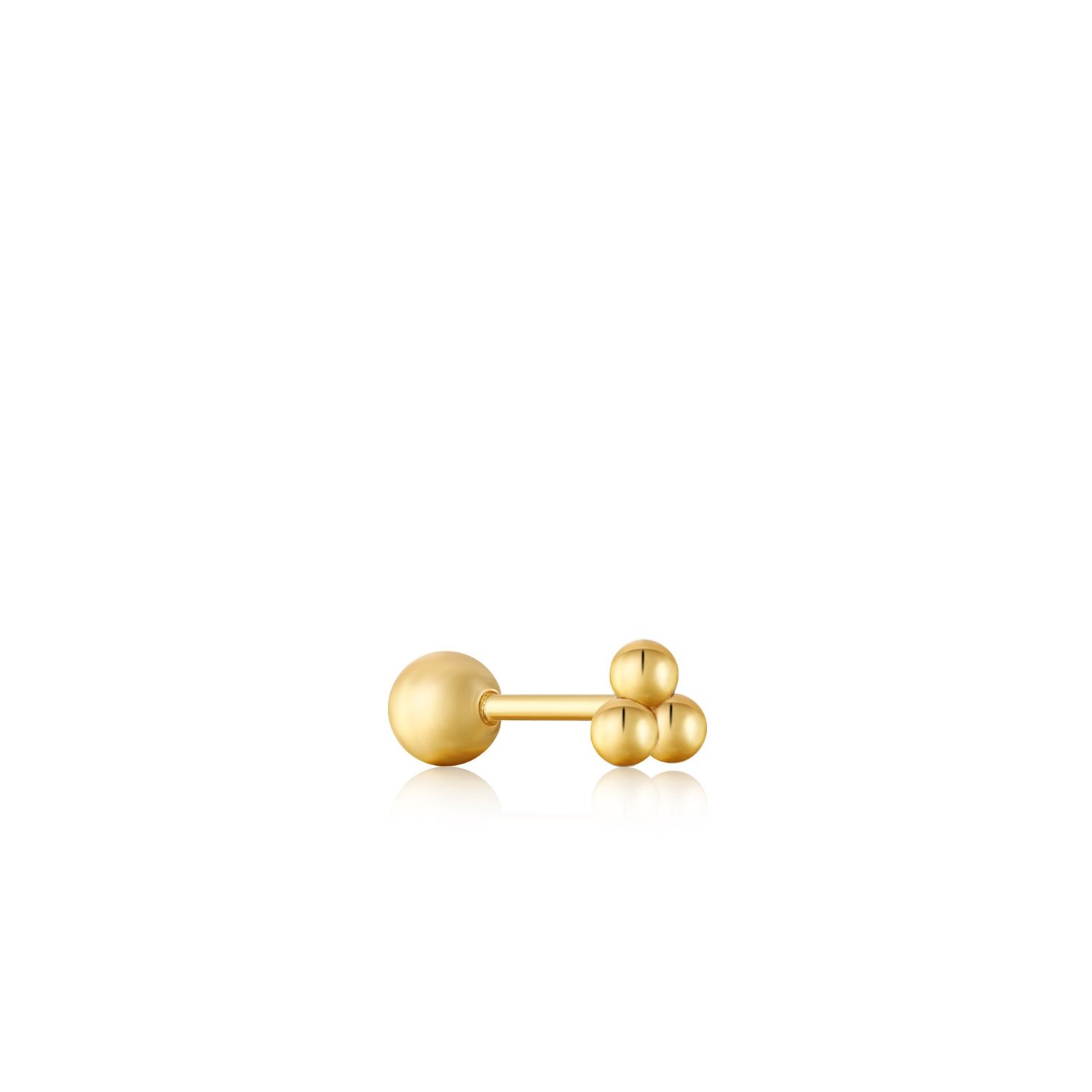 GOLD TRIPLE BALL BARBELL SINGLE EARRING
