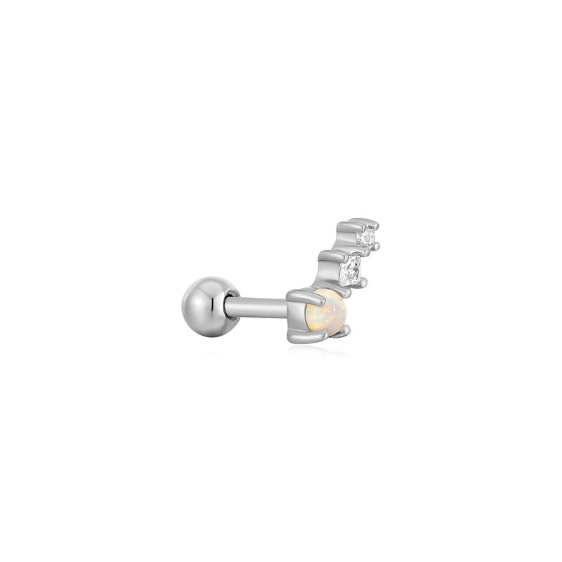 SILVER KYOTO OPAL CLIMBER BARBELL SINGLE EARRING