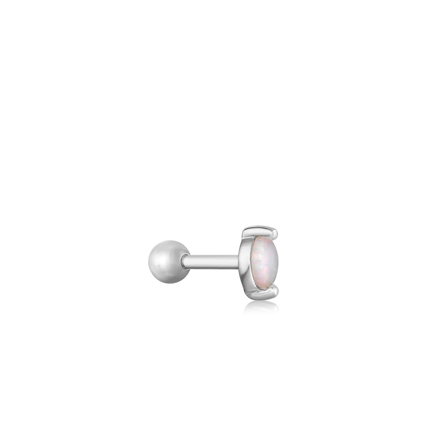 SILVER KYOTO OPAL MARQUISE BARBELL SINGLE EARRING