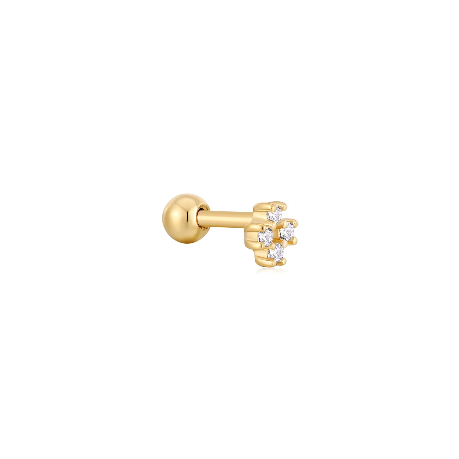 GOLD SPARKLE CROSS BARBELL SINGLE EARRING