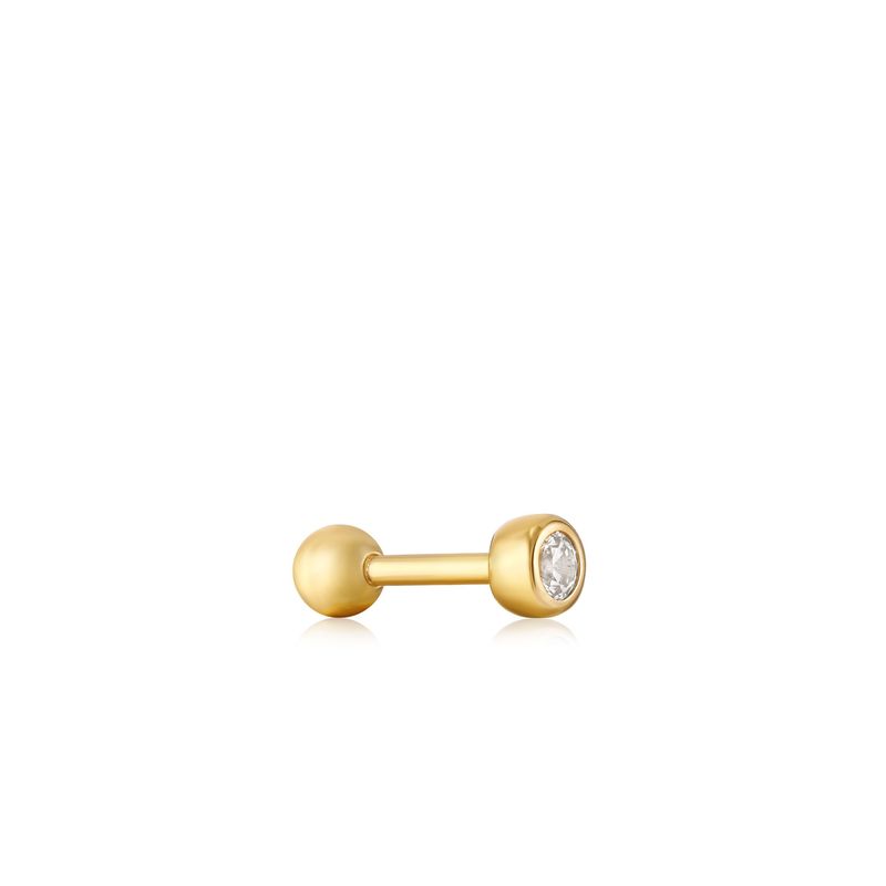 GOLD SPARKLE BEZEL BARBELL SINGLE EARRINGpier