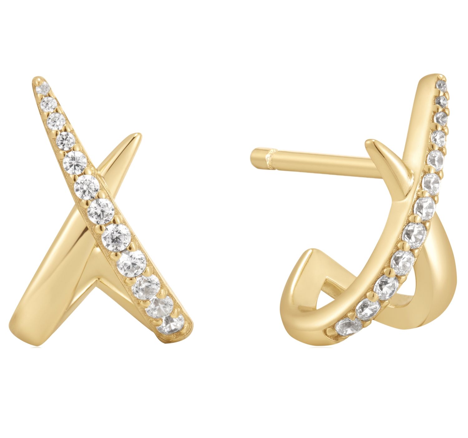 GOLD KISS POLISHED PAVÉ STUDS