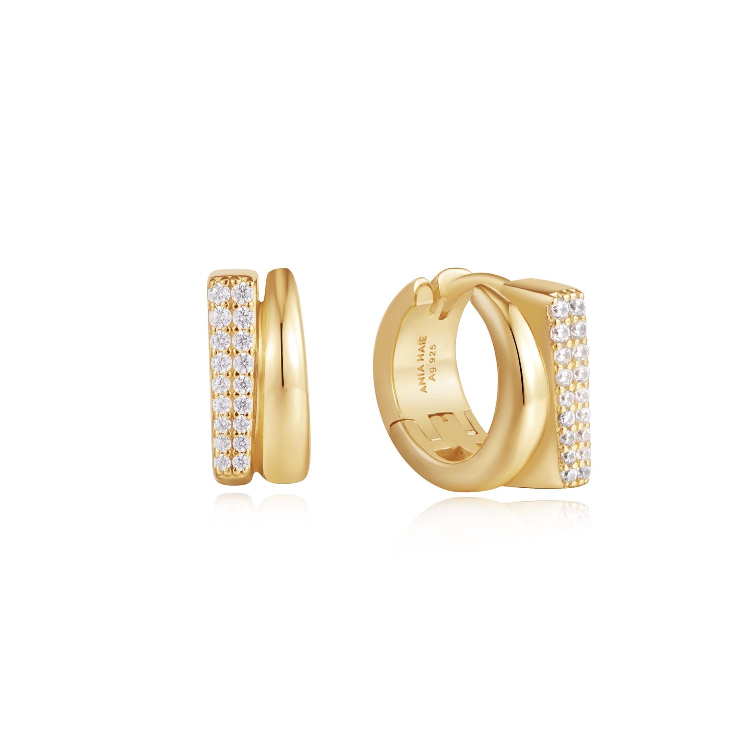 GOLD PAVÉ DOUBLE HUGGIE HOOP EARRINGS