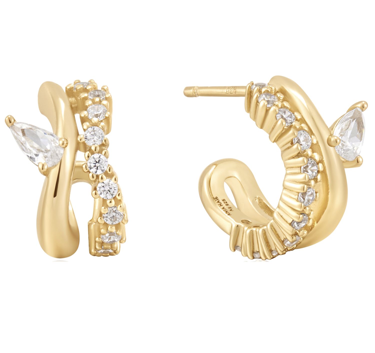 GOLD SPARKLE DOUBLE HOOP STUDS