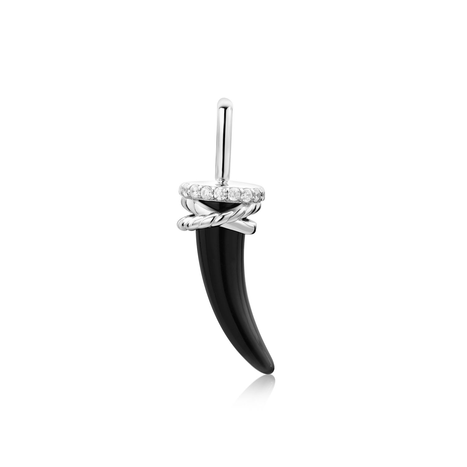 SILVER AGATE HORN CHARM