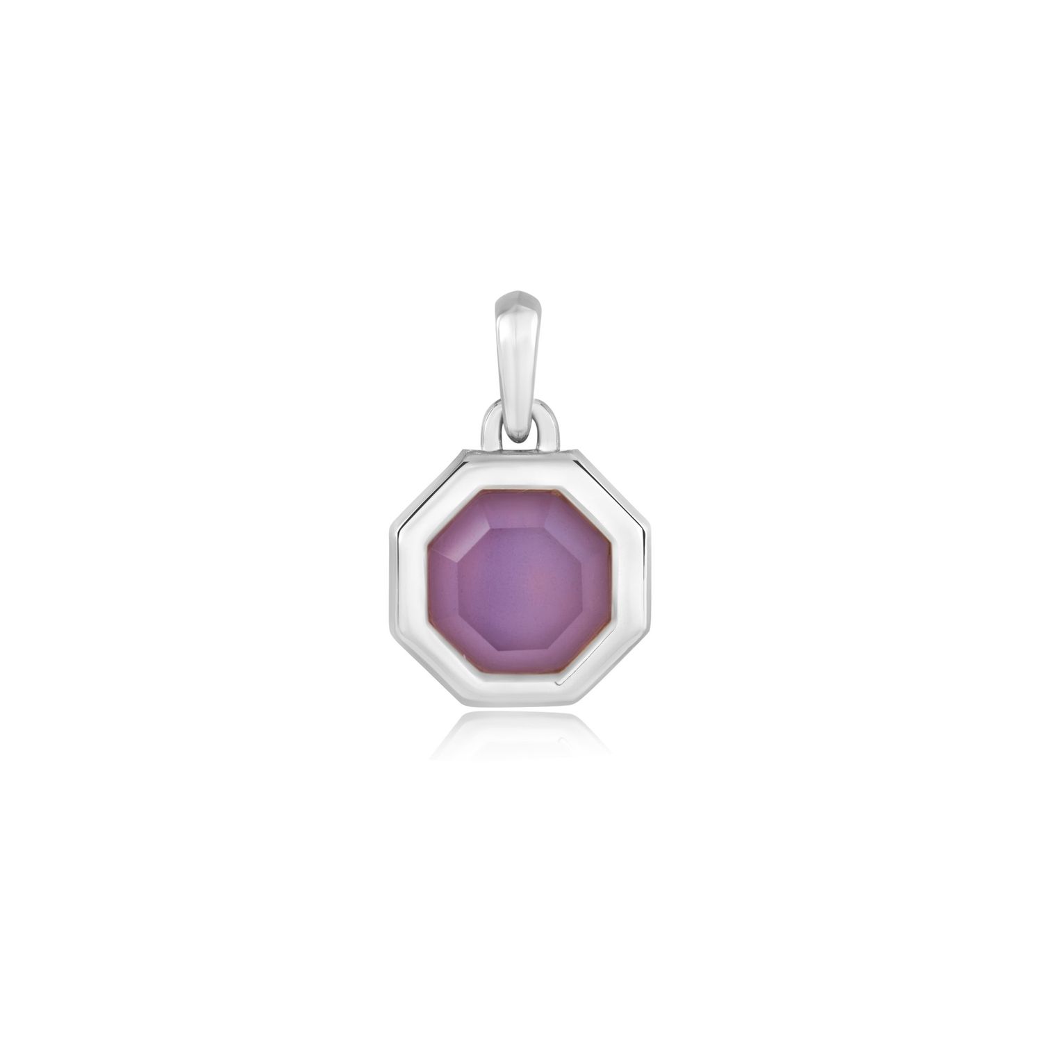 SILVER OCTAGON LILAC QUARTZ CHARM