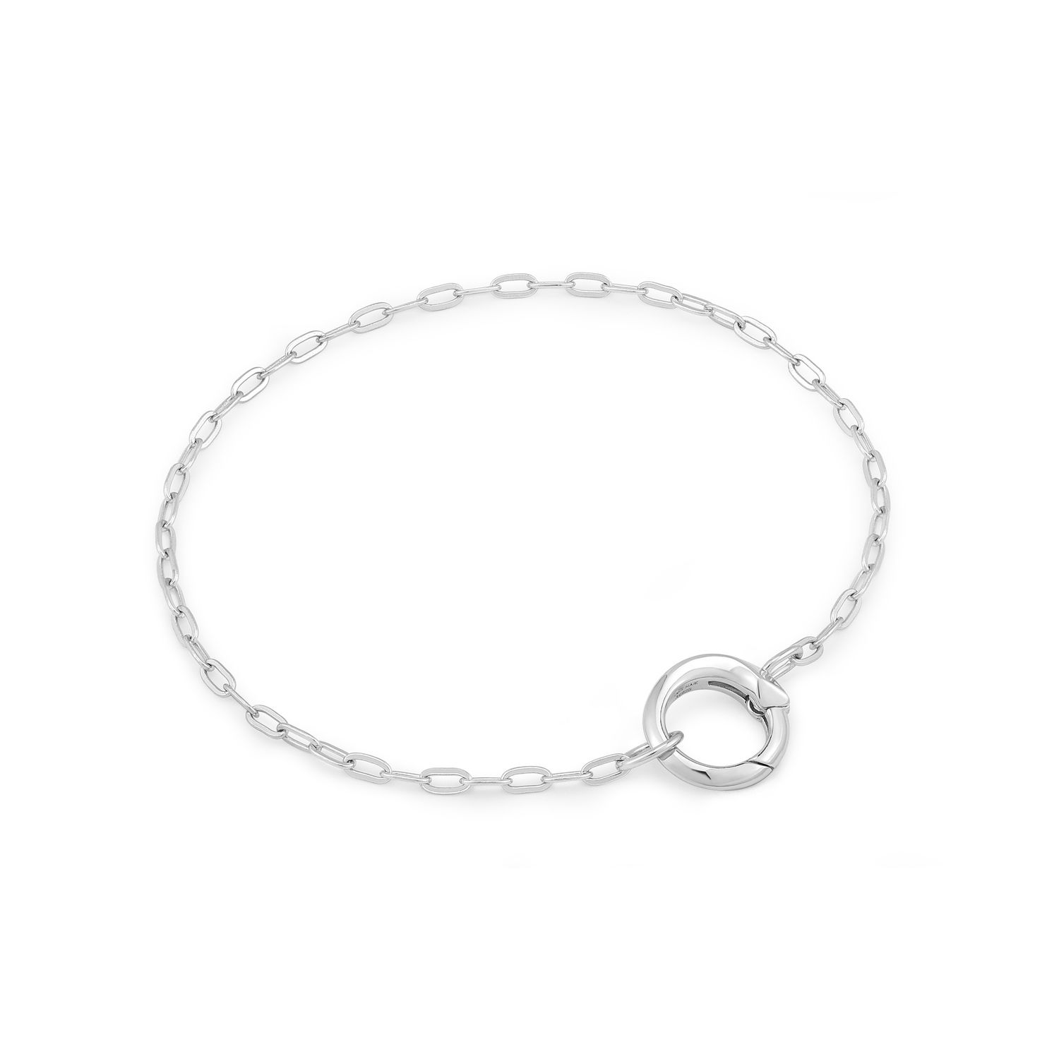 SILVER MINI LINK CHARM CHAIN CONNECTOR BRACELET