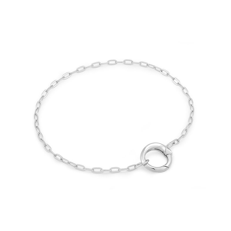 SILVER MINI LINK CHARM CHAIN CONNECTOR BRACELET