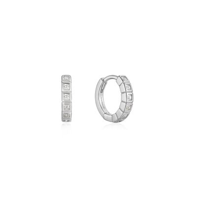 GLAM HUGGIE HOOP EARRINGS. Silver