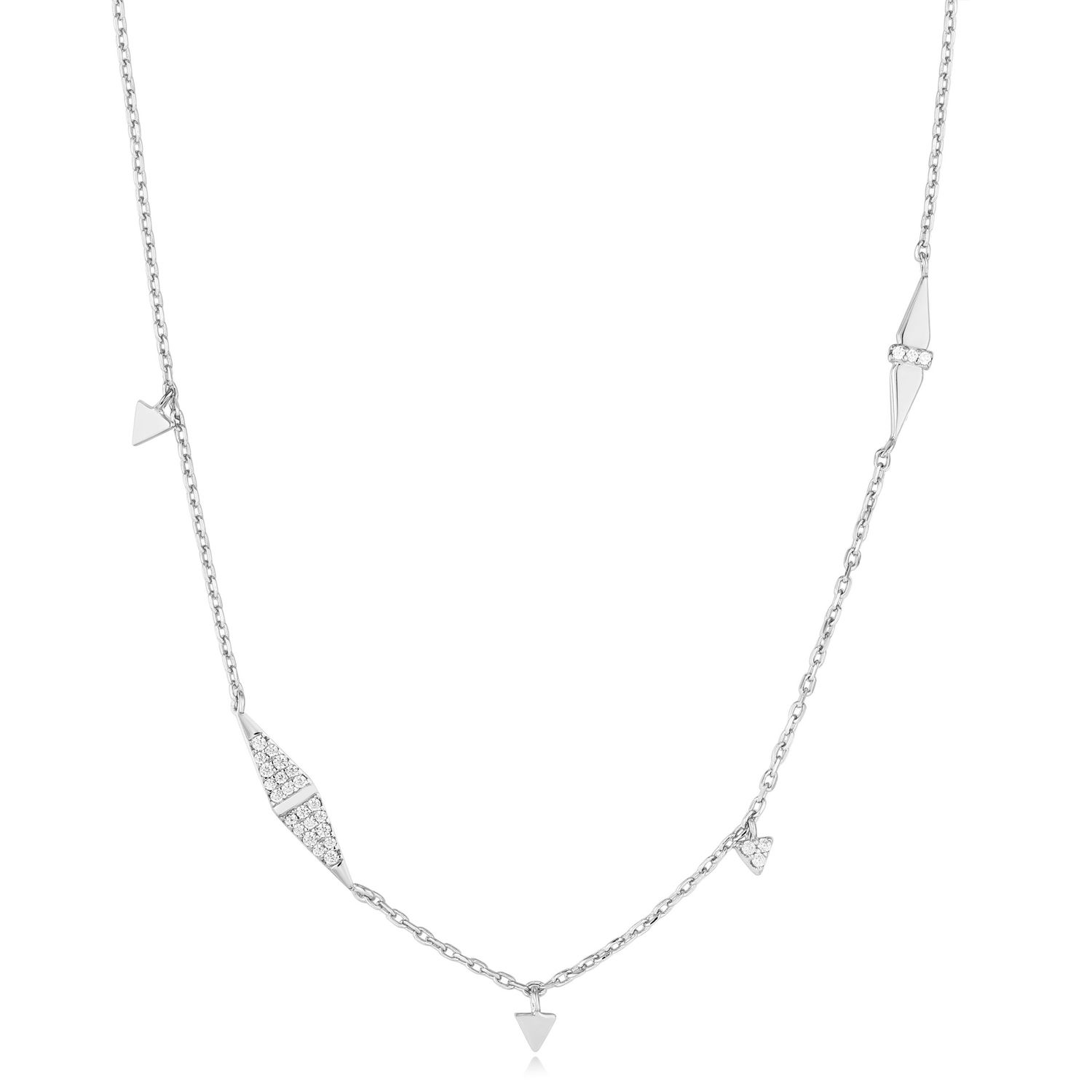 SILVER GEOMETRIC SPARKLE CHAIN NECKLACE