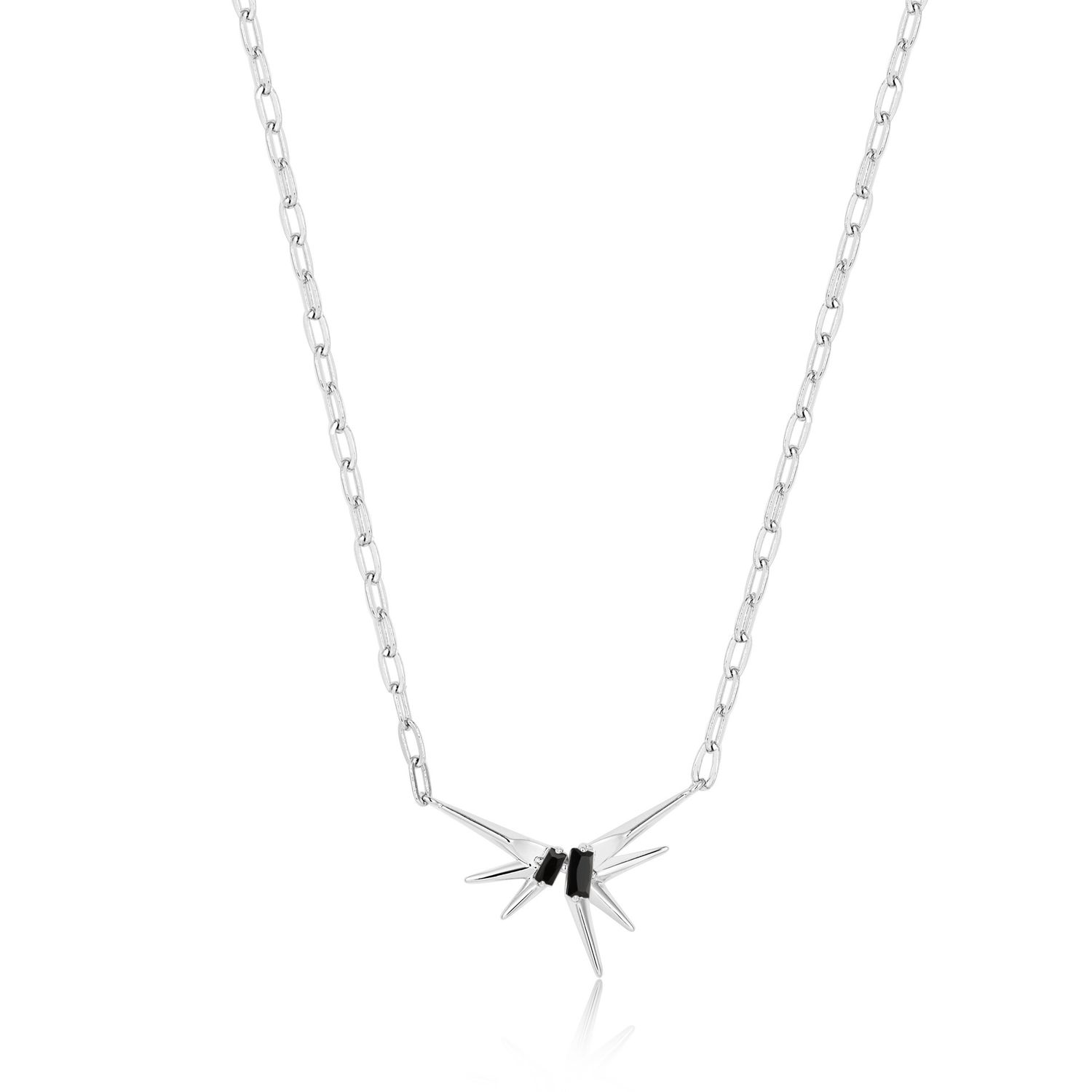 SILVER SPARKLE SPIKE PENDANT NECKLACE