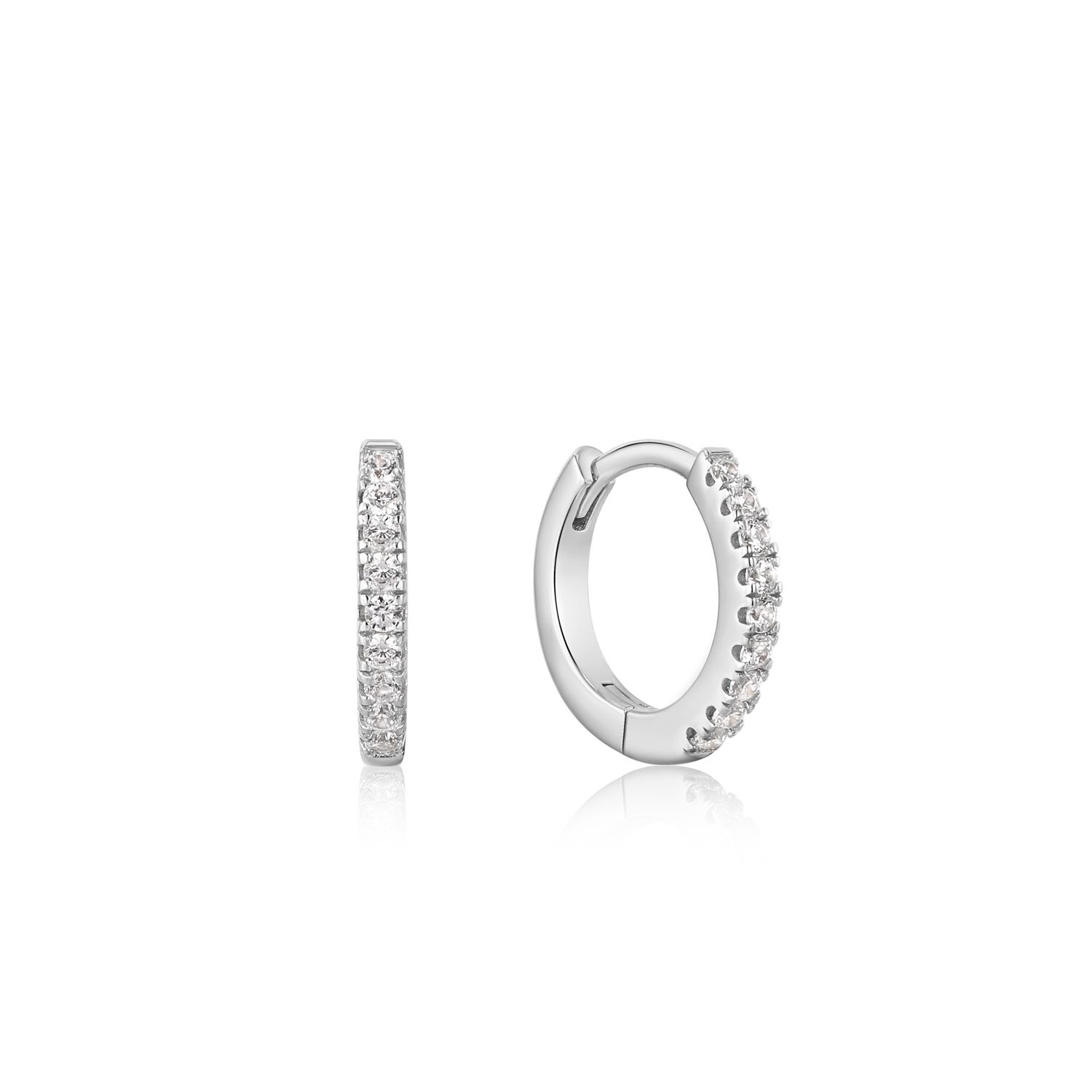 SILVER SPARKLE MINI HUGGIE HOOP EARRINGS
