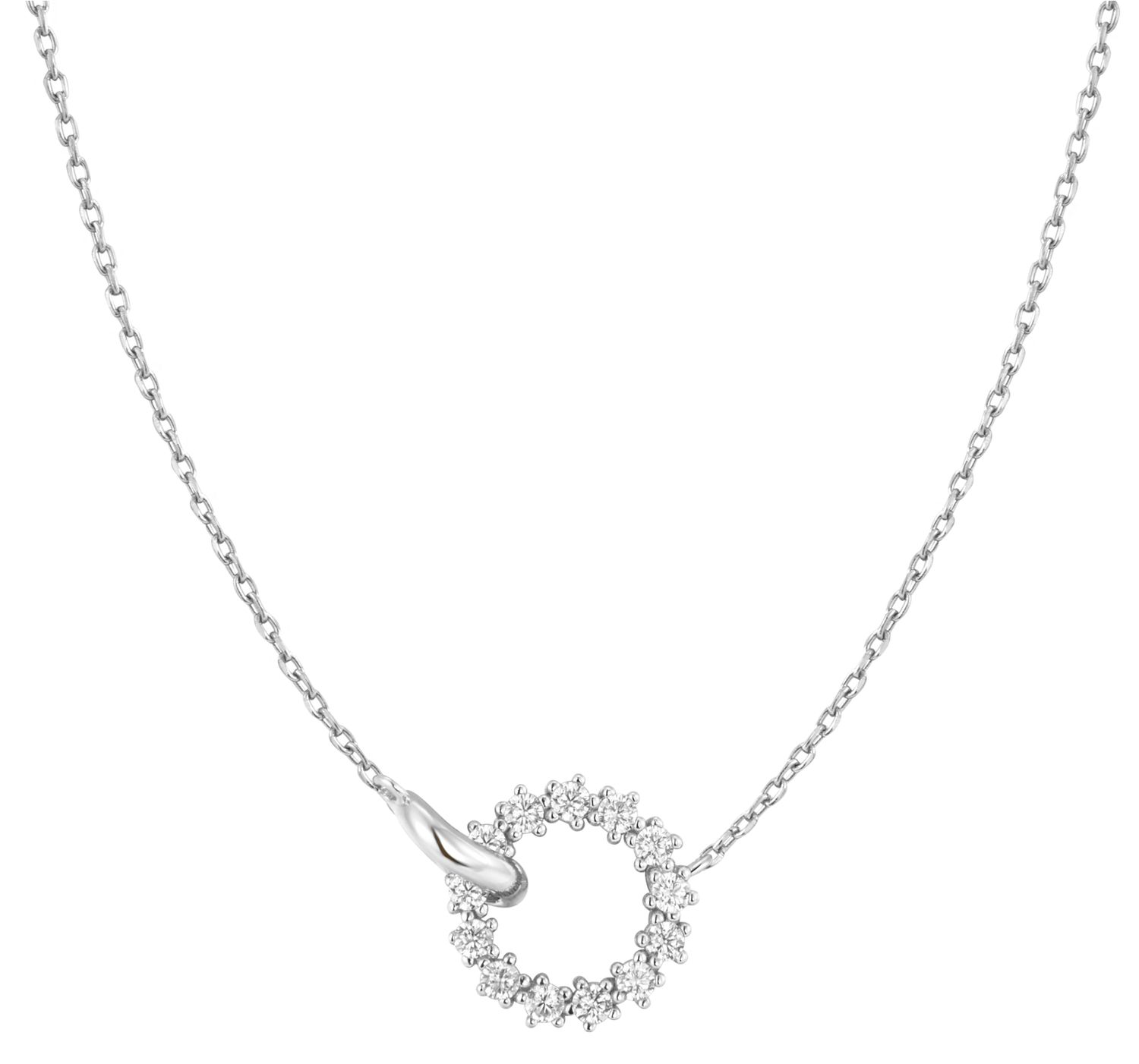 SILVER INTERLINKED CIRCLES PAVÉ NECKLACE