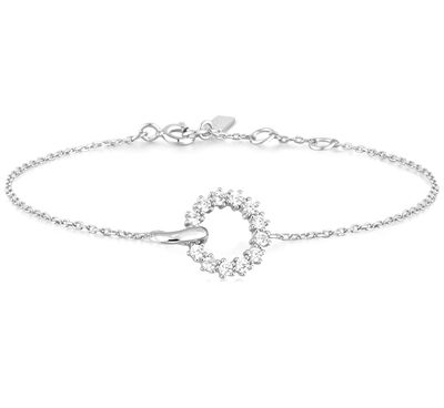 SILVER INTERLINKED CIRCLES PAVÉ BRACELET