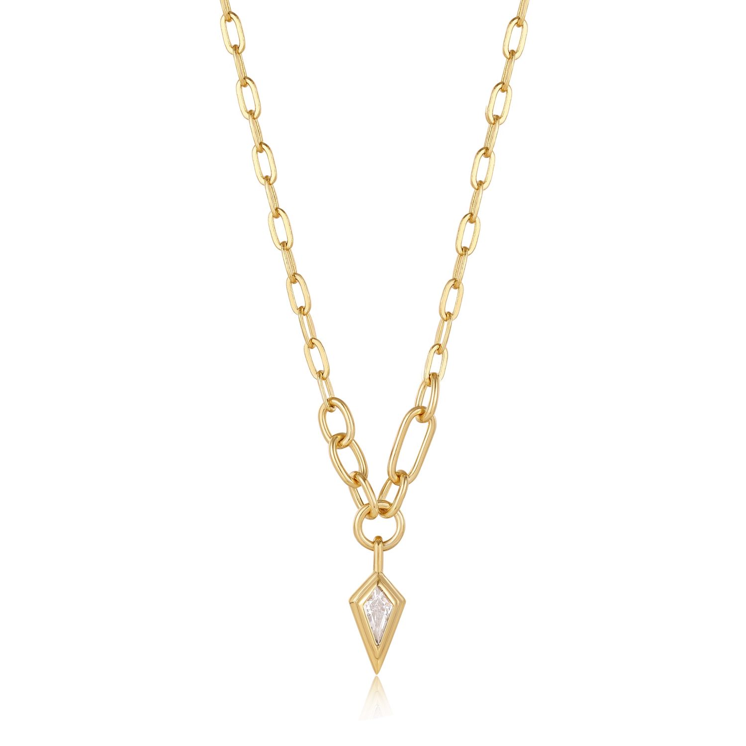 SPARKLE DROP PENDANT CHUNKY CHAIN NECKLACE Gold
