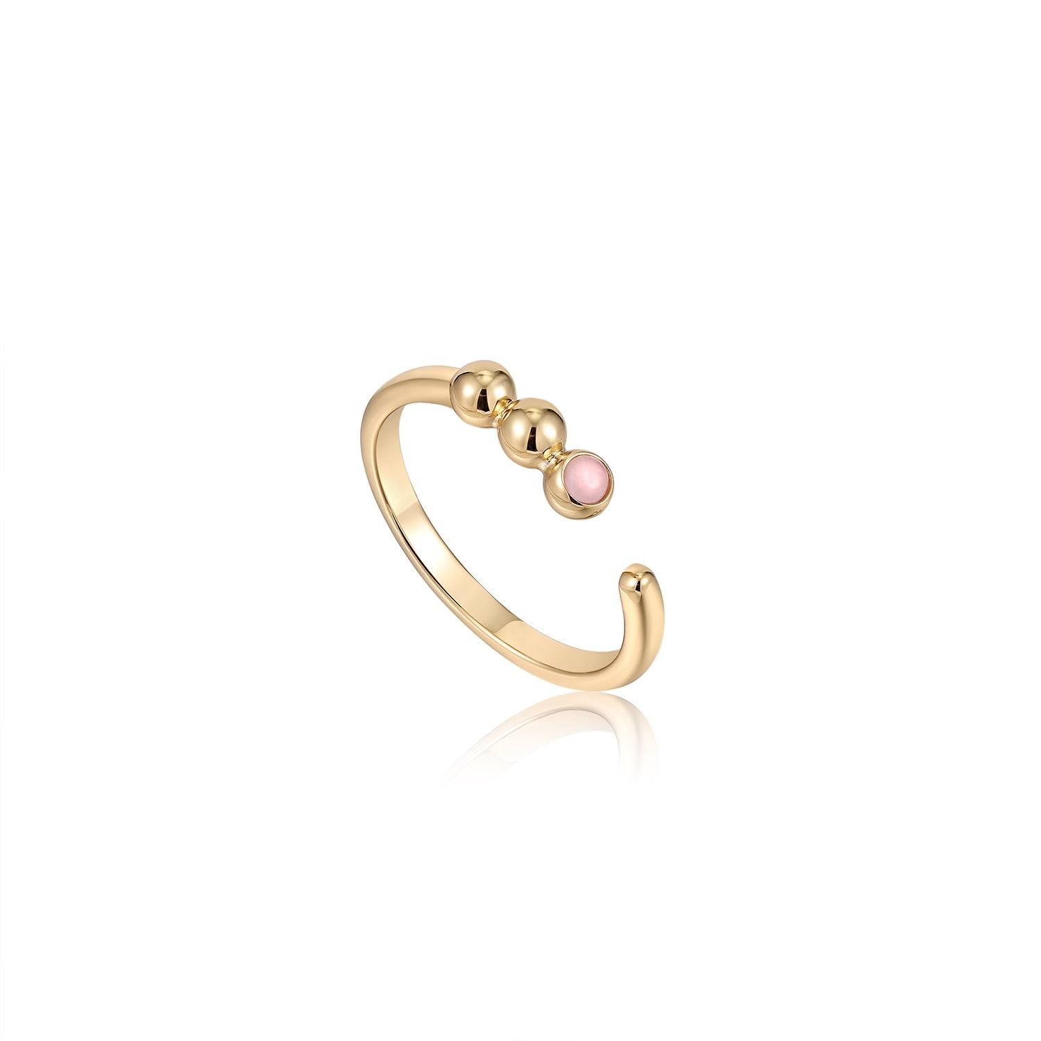 GOLD ORB ROSE QUARTZ ADJUSTABLE RING