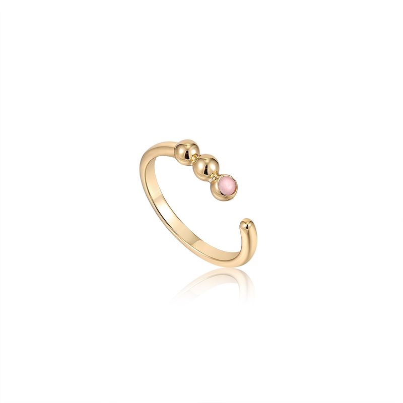 GOLD ORB ROSE QUARTZ ADJUSTABLE RING