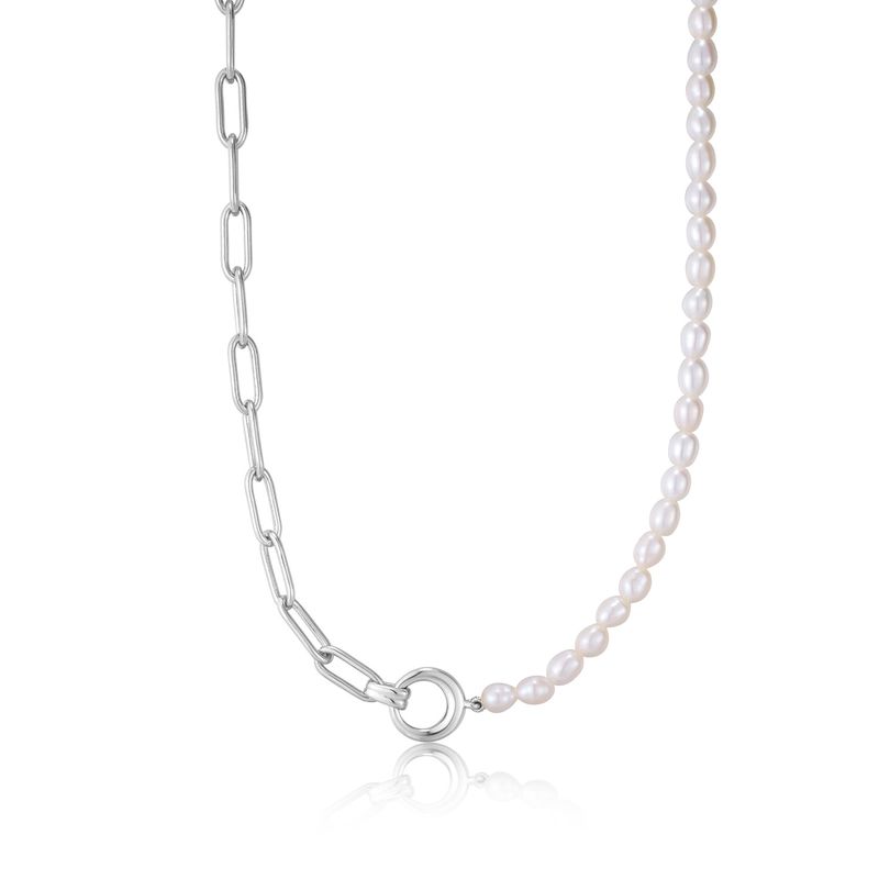 PEARL CHUNKY LINK CHAIN NECKLACE Silver