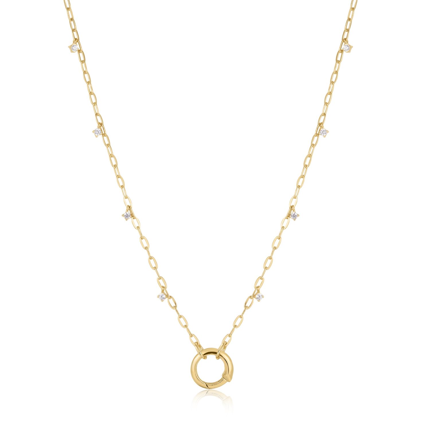 GOLD SHIMMER CHAIN CHARM CONNECTOR NECKLACE