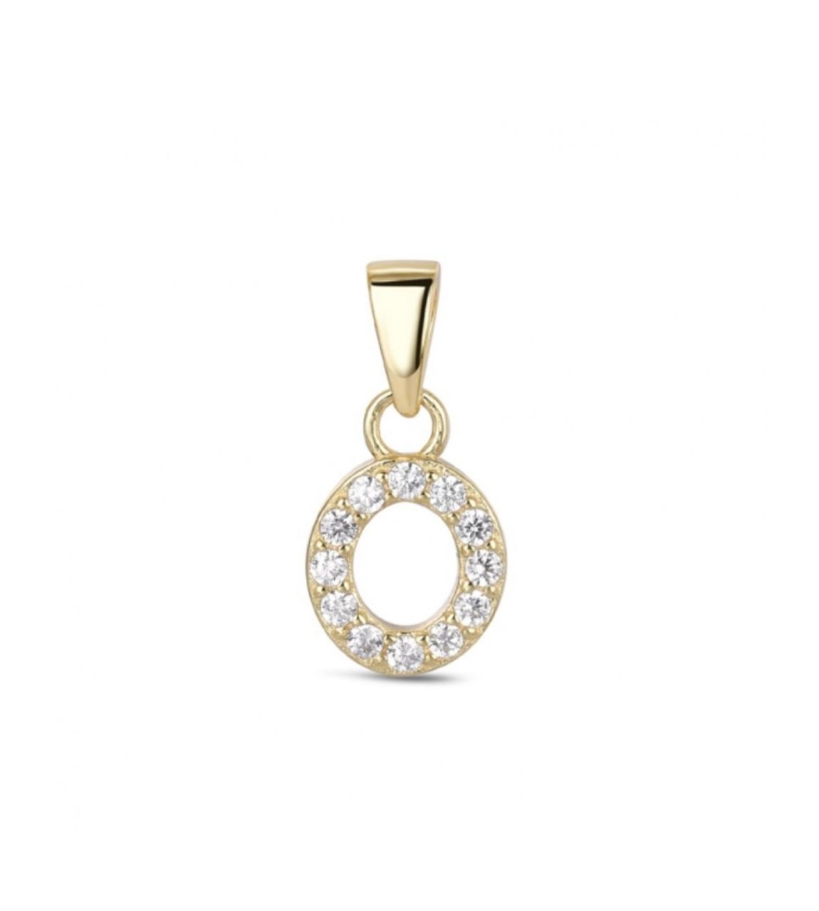 Hoofd letter O met zirkonia Zilver Goldplated