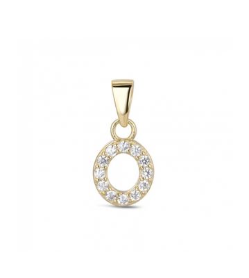 Hoofd letter O met zirkonia Zilver Goldplated