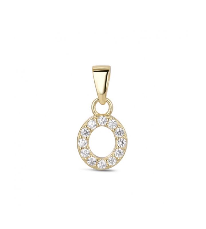 Hoofd letter O met zirkonia Zilver Goldplated