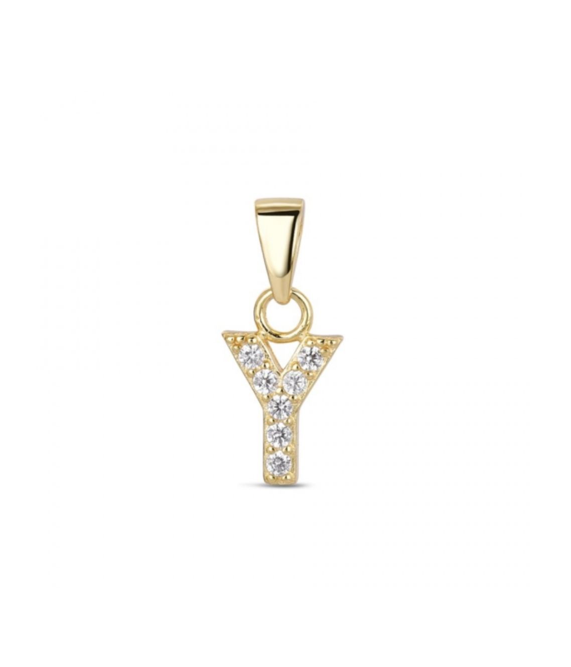 Hoofd letter Y met zirkonia Zilver Goldplated
