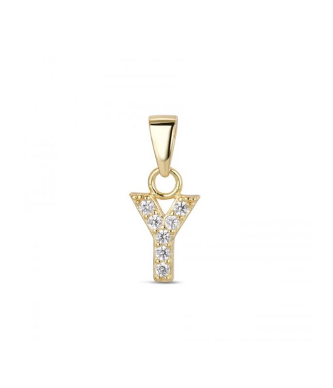 Hoofd letter Y met zirkonia Zilver Goldplated