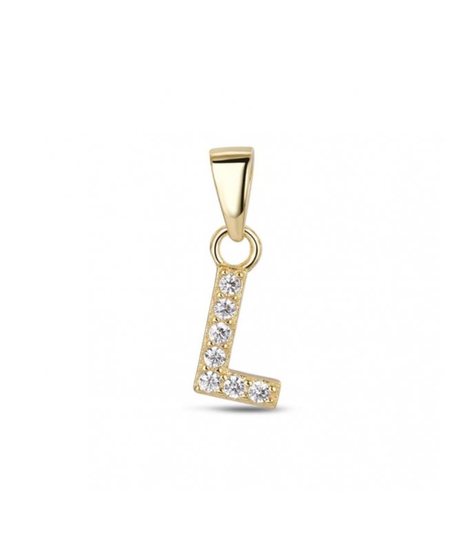Hoofd letter L met zirkonia Zilver Goldplated