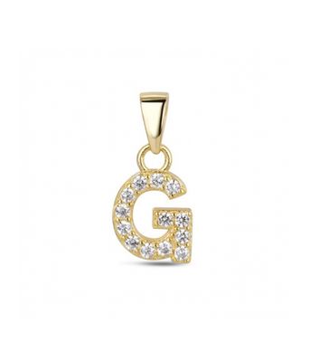 Hoofd letter G met zirkonia Zilver Goldplated
