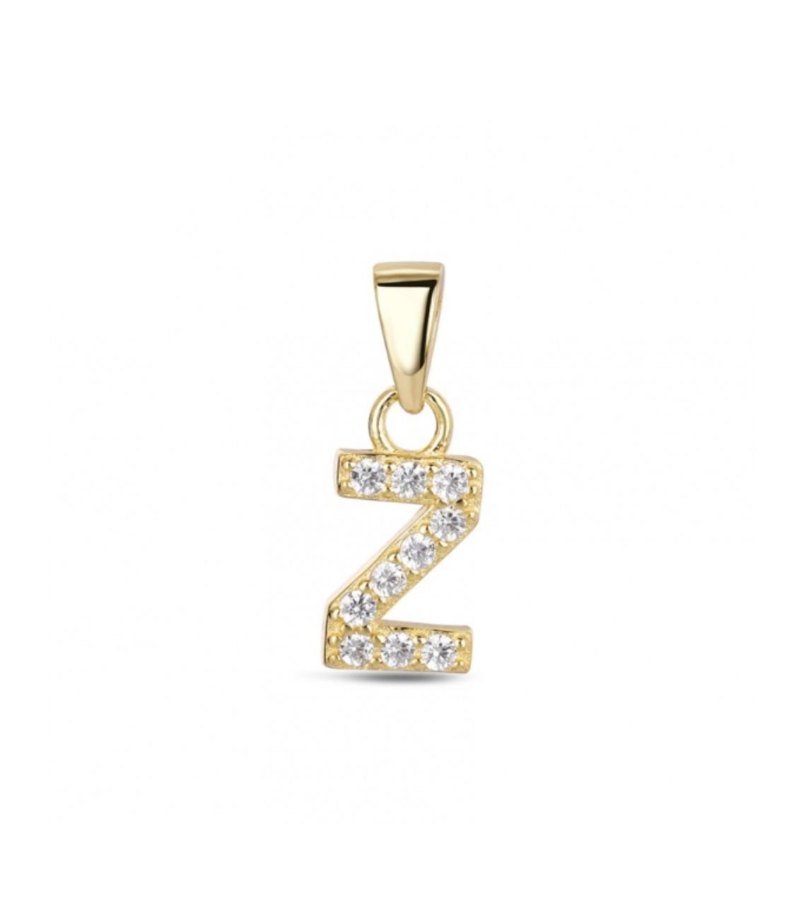 Hoofd letter Z met zirkonia Zilver Goldplated