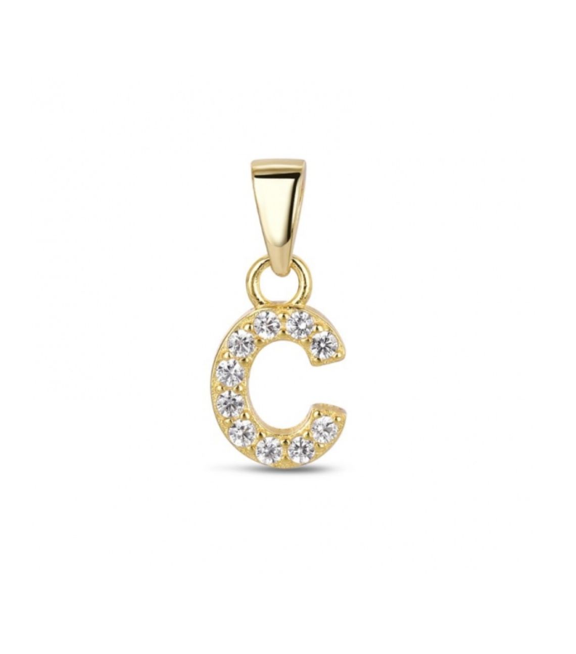 Hoofd letter C met zirkonia Zilver Goldplated