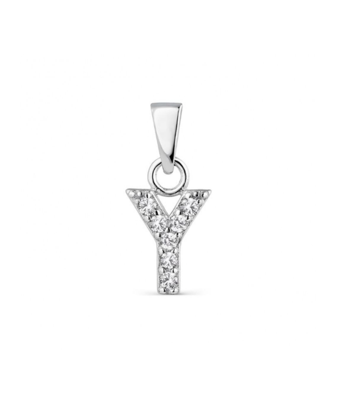 Hoofd letter Y met zirkonia Zilver