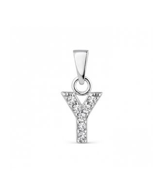 Hoofd letter Y met zirkonia Zilver
