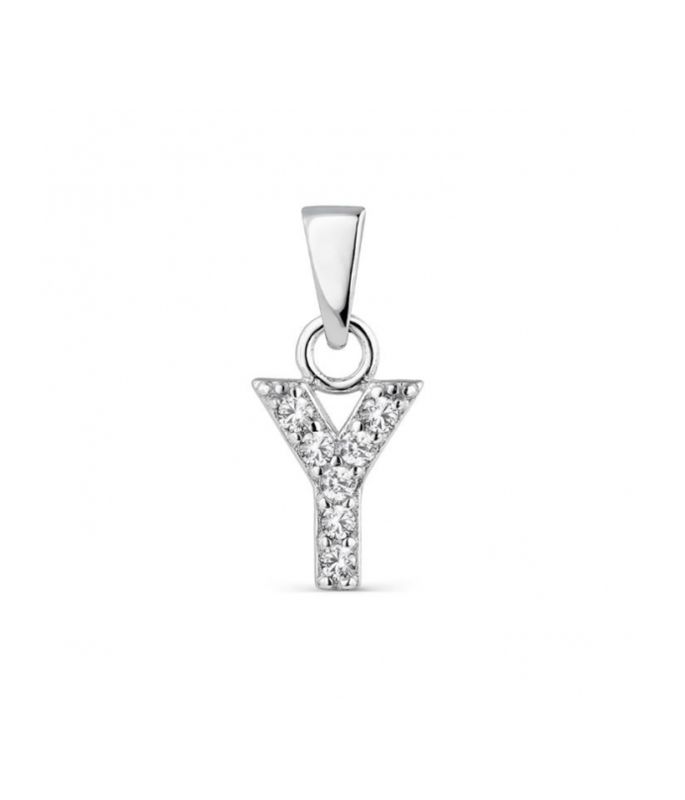 Hoofd letter Y met zirkonia Zilver