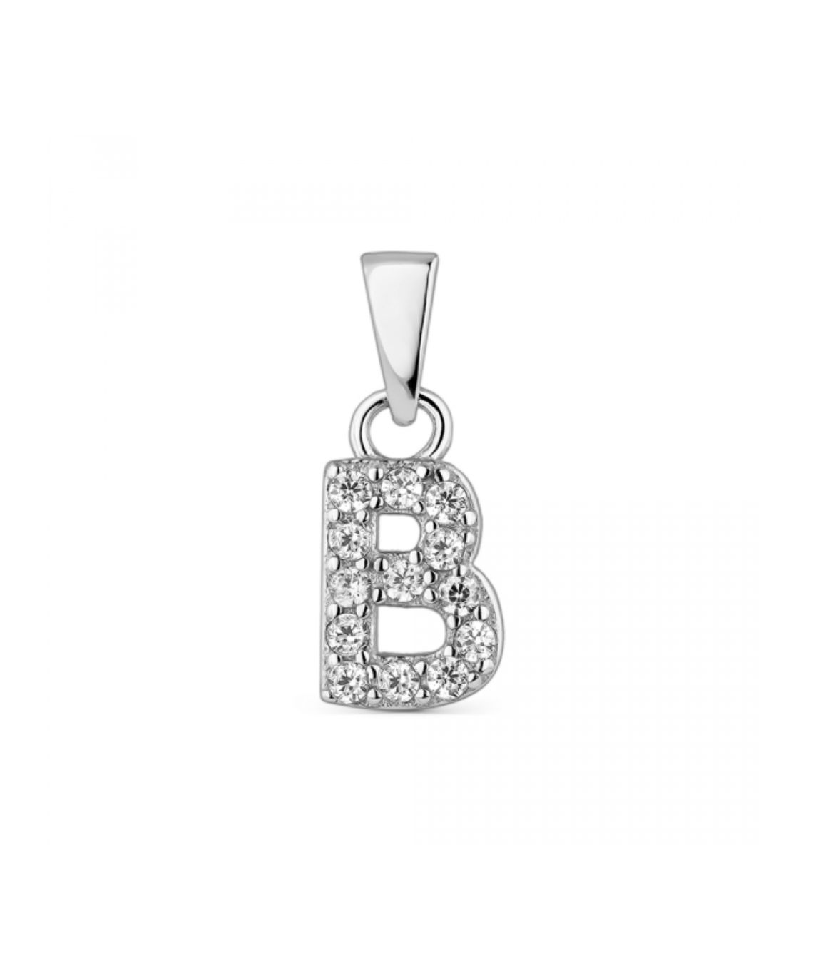 Hoofd letter B met zirkonia Zilver