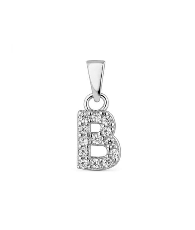 Hoofd letter B met zirkonia Zilver