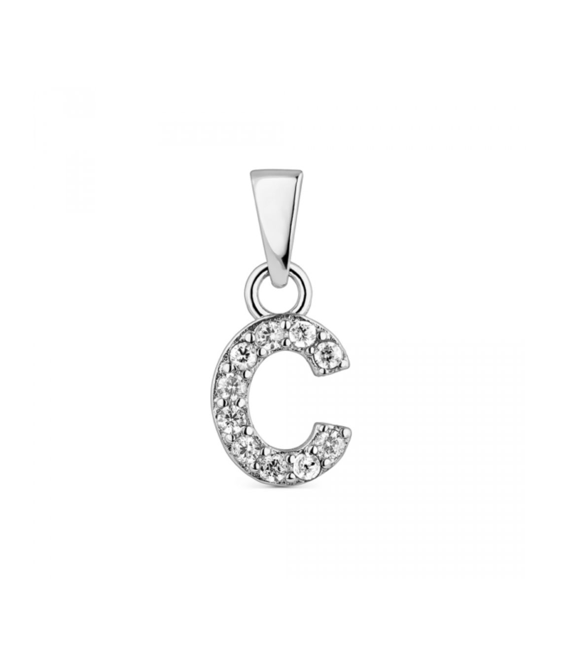 Hoofd letter C met zirkonia Zilver