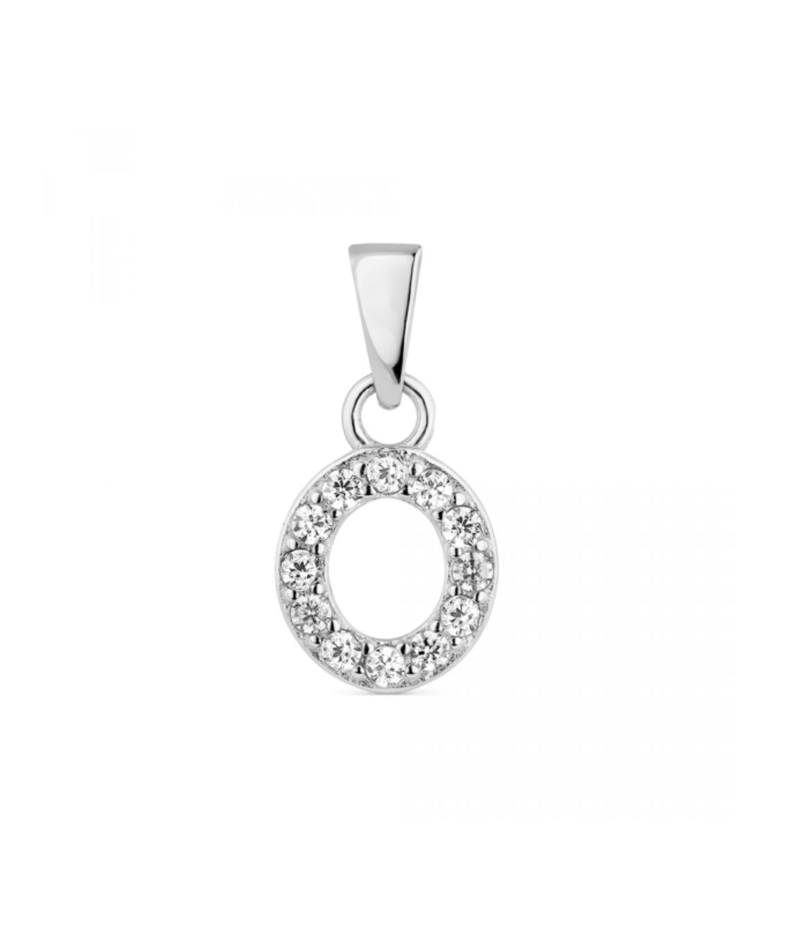 Hoofd letter O met zirkonia Zilver