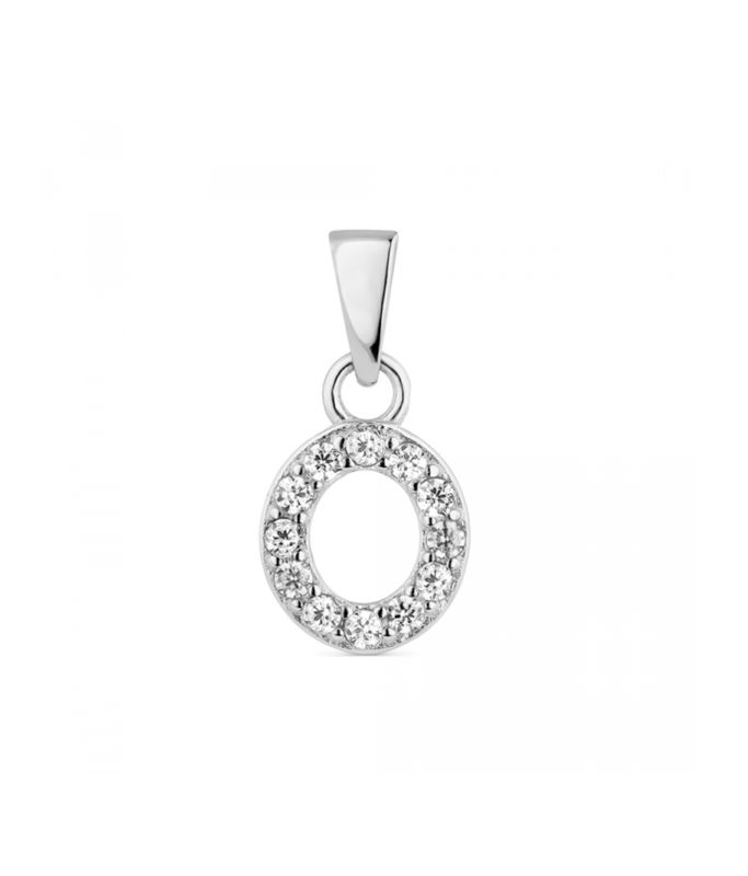 Hoofd letter O met zirkonia Zilver