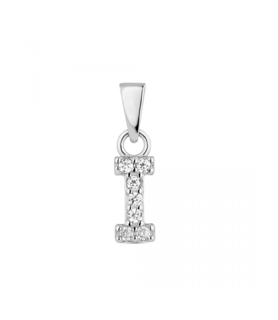 Hoofd letter I met zirkonia Zilver