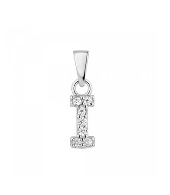 Hoofd letter I met zirkonia Zilver