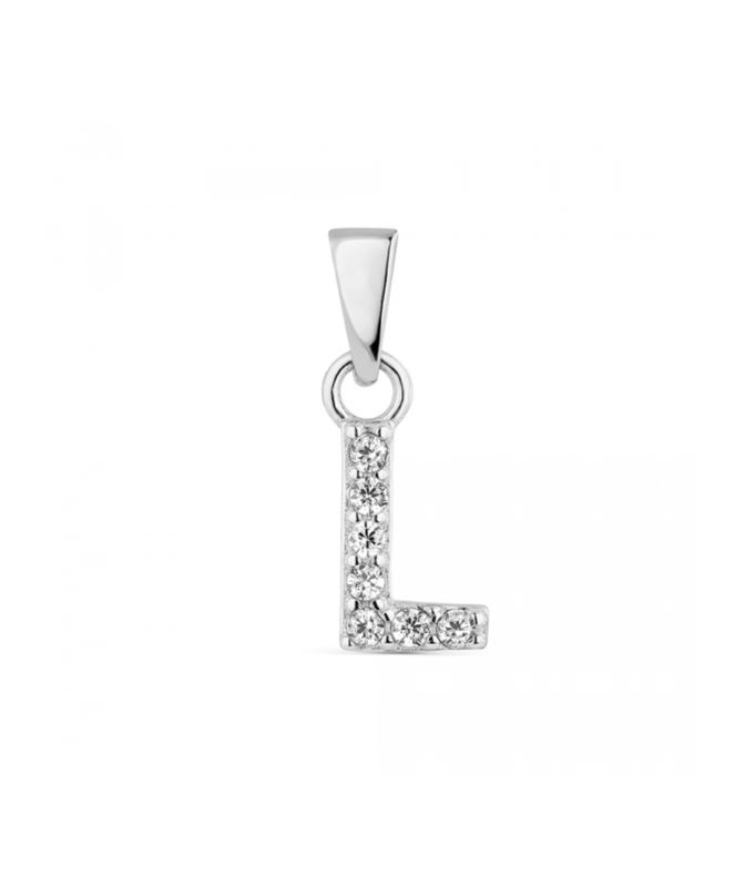 Hoofd letter L met zirkonia Zilver